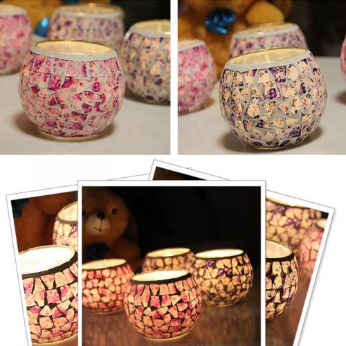 Pink Floral Mosaic candle holder