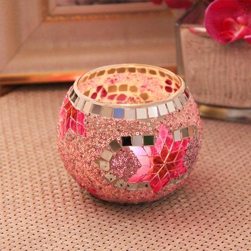 Pink Shiny Table Decoration Candle Holder